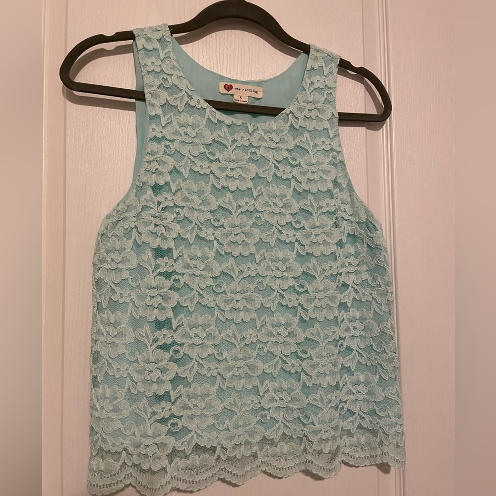 3/$20 | One Clothing - Mint Lace Tank Blouse